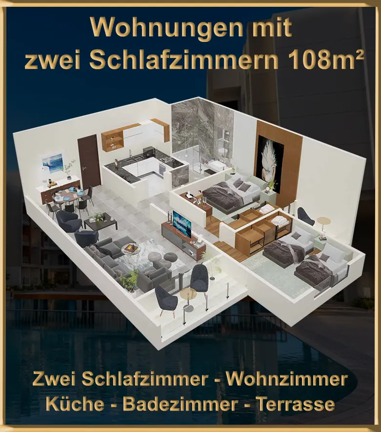 108 m² Apartments mit 2 Schlafzimmern Hurghada